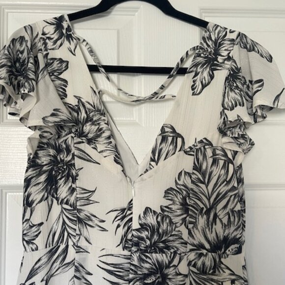 Christian Siriano Dress – Hawaiian Print Cream/Black – Size 10 - Picture 5 of 9